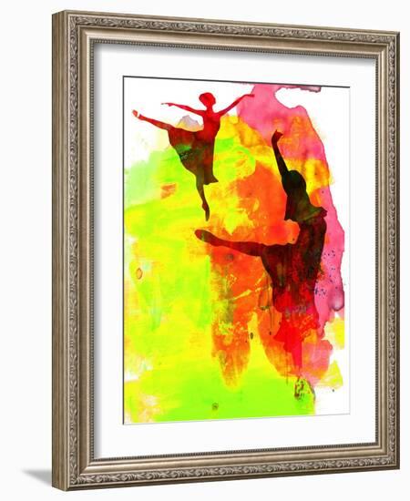 Two Red Ballerinas Watercolor-Irina March-Framed Art Print