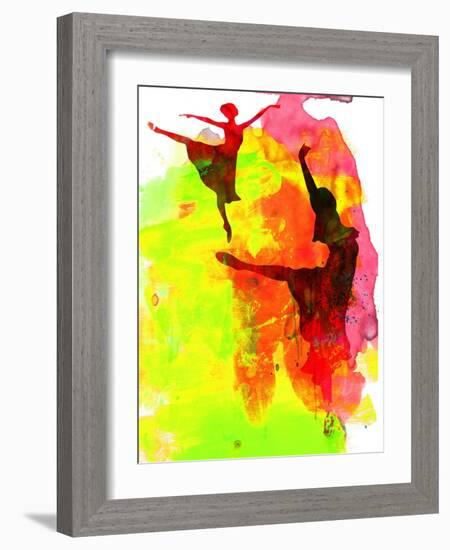 Two Red Ballerinas Watercolor-Irina March-Framed Art Print