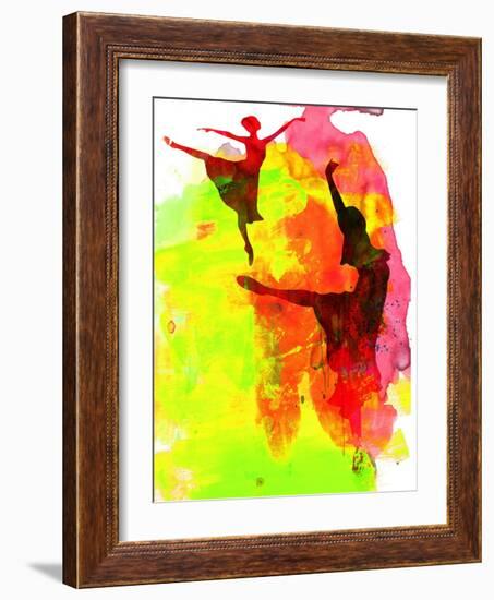 Two Red Ballerinas Watercolor-Irina March-Framed Art Print