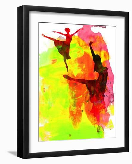 Two Red Ballerinas Watercolor-Irina March-Framed Art Print