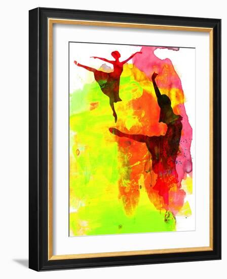 Two Red Ballerinas Watercolor-Irina March-Framed Art Print