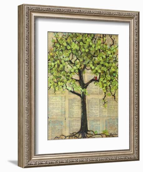 Two Red Cardinal Love Birds in a Tree-Blenda Tyvoll-Framed Art Print