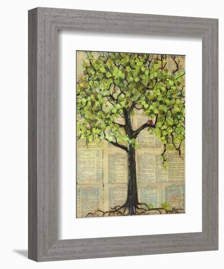 Two Red Cardinal Love Birds in a Tree-Blenda Tyvoll-Framed Art Print