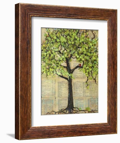 Two Red Cardinal Love Birds in a Tree-Blenda Tyvoll-Framed Art Print