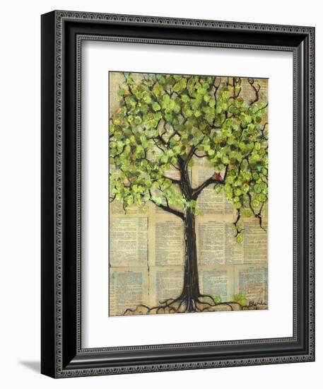 Two Red Cardinal Love Birds in a Tree-Blenda Tyvoll-Framed Art Print