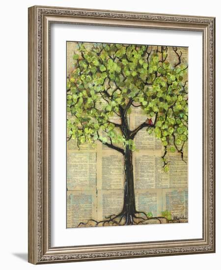 Two Red Cardinal Love Birds in a Tree-Blenda Tyvoll-Framed Art Print