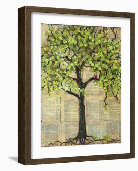 Two Red Cardinal Love Birds in a Tree-Blenda Tyvoll-Framed Art Print