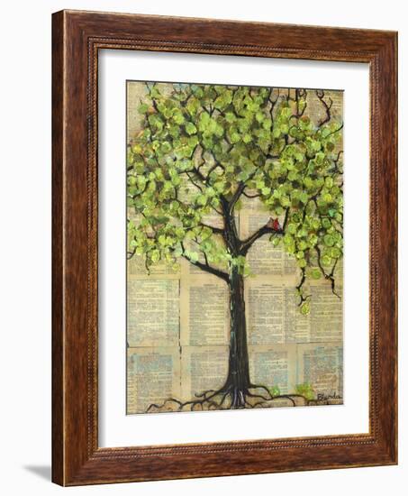 Two Red Cardinal Love Birds in a Tree-Blenda Tyvoll-Framed Art Print