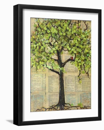 Two Red Cardinal Love Birds in a Tree-Blenda Tyvoll-Framed Art Print