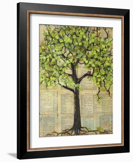 Two Red Cardinal Love Birds in a Tree-Blenda Tyvoll-Framed Art Print