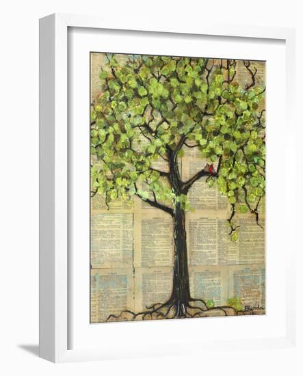 Two Red Cardinal Love Birds in a Tree-Blenda Tyvoll-Framed Art Print