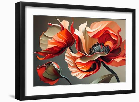 Two Red Poppy Flowers-Lea Faucher-Framed Art Print