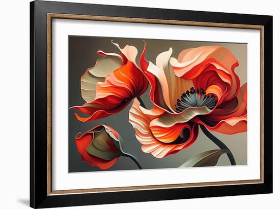 Two Red Poppy Flowers-Lea Faucher-Framed Art Print