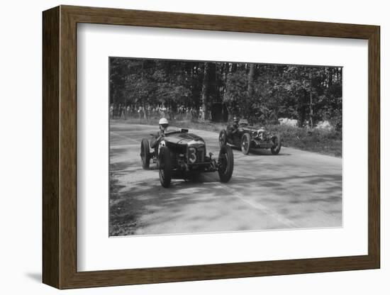 Two Riley Brooklands racing at Donington Park, Leicestershire, 1930s-Bill Brunell-Framed Photographic Print