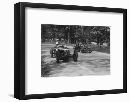 Two Riley Brooklands racing at Donington Park, Leicestershire, 1930s-Bill Brunell-Framed Photographic Print