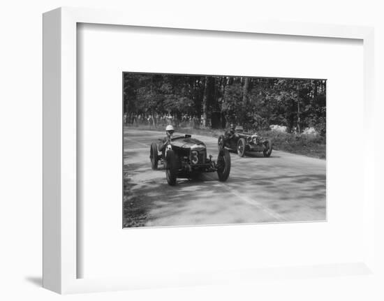 Two Riley Brooklands racing at Donington Park, Leicestershire, 1930s-Bill Brunell-Framed Photographic Print