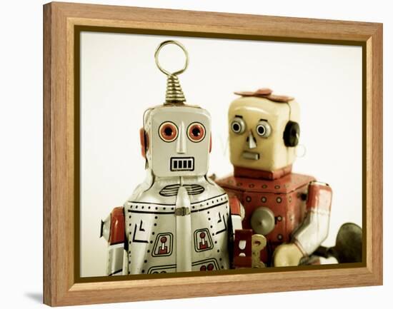 Two Robots in Love-davinci-Framed Stretched Canvas