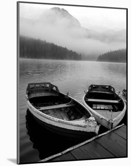 Two Rowboats at Pier-null-Mounted Art Print