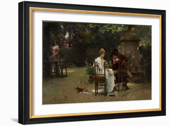 Two's Company, Three's None, 1892 (Oil on Canvas)-Marcus Stone-Framed Giclee Print