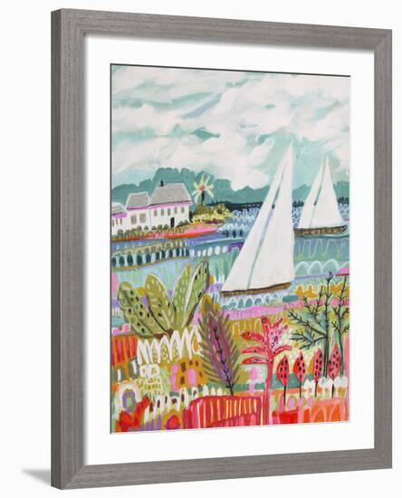 Two Sailboats and Cottage II-Karen  Fields-Framed Art Print