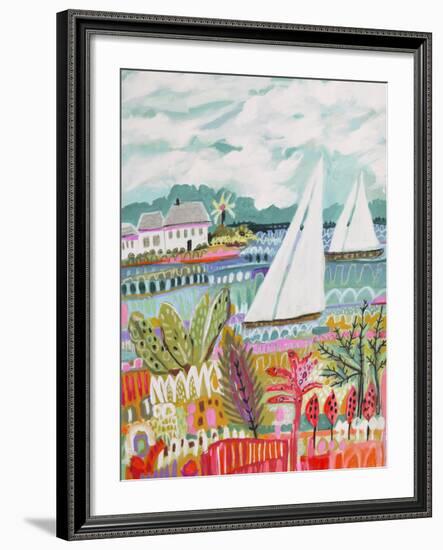 Two Sailboats and Cottage II-Karen  Fields-Framed Art Print