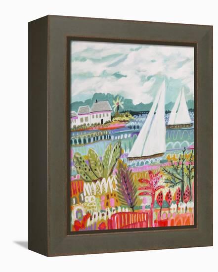 Two Sailboats and Cottage II-Karen Fields-Framed Stretched Canvas