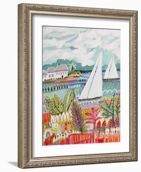 Two Sailboats and Cottage II-Karen Fields-Framed Art Print