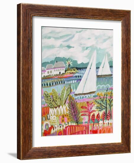 Two Sailboats and Cottage II-Karen Fields-Framed Art Print