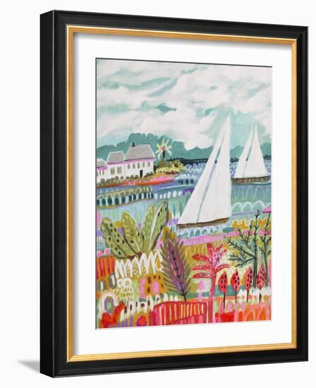 Two Sailboats and Cottage II-Karen Fields-Framed Art Print