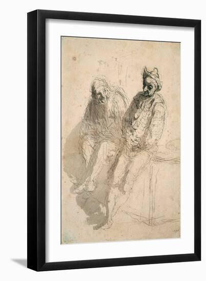 Two Saltimbanques  (Deux Saltimbanques) Dessin De Honore Daumier (1808-1879) Vers 1865 Dim 24,1X15-Honore Daumier-Framed Giclee Print