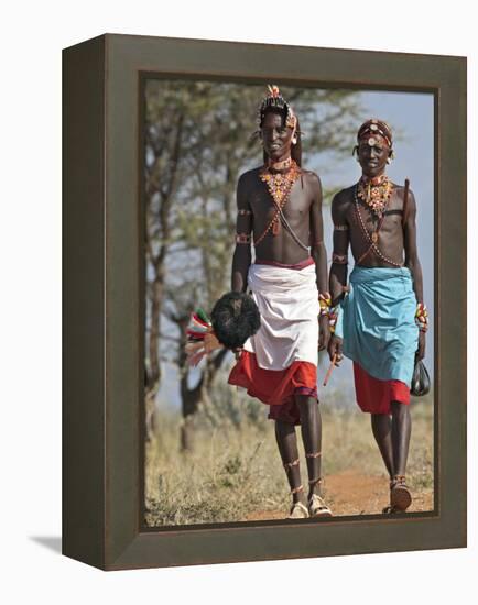 Two Samburu Warrior of Northern Kenya in All their Finery;-Nigel Pavitt-Framed Premier Image Canvas