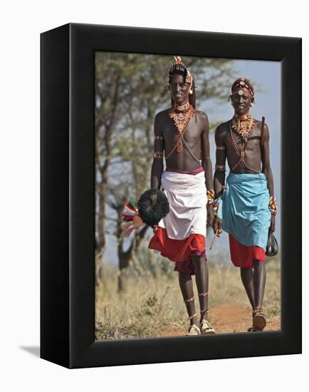 Two Samburu Warrior of Northern Kenya in All their Finery;-Nigel Pavitt-Framed Premier Image Canvas