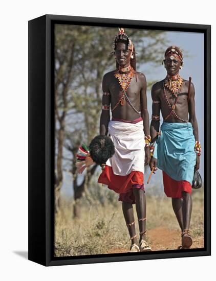 Two Samburu Warrior of Northern Kenya in All their Finery;-Nigel Pavitt-Framed Premier Image Canvas