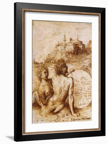 Two Satyrs with an Astrological Disc in a Landscape-null-Framed Giclee Print