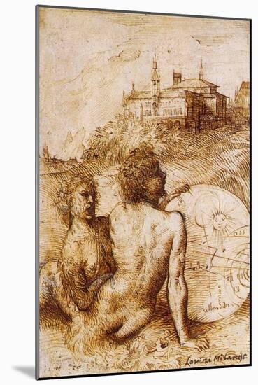 Two Satyrs with an Astrological Disc in a Landscape-null-Mounted Giclee Print