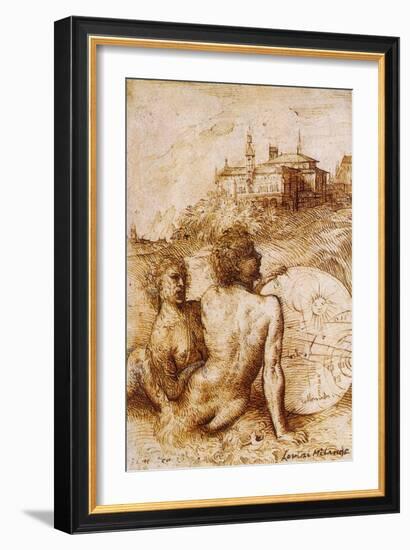 Two Satyrs with an Astrological Disc in a Landscape-null-Framed Giclee Print
