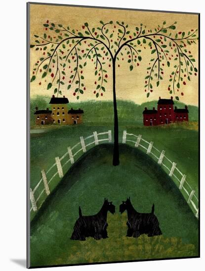 Two Scottie Dogs Under A Willow Tree-Cheryl Bartley-Mounted Giclee Print