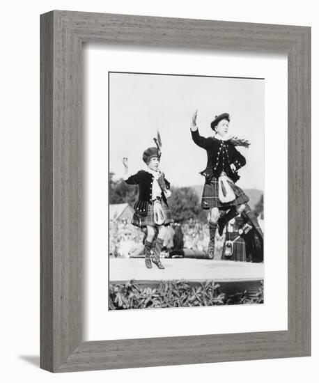 Two Scottish Children in Kilts Dancing Photograph - Scotland-Lantern Press-Framed Art Print