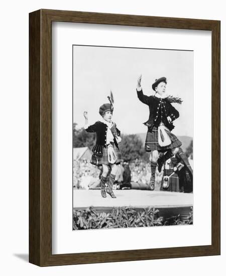 Two Scottish Children in Kilts Dancing Photograph - Scotland-Lantern Press-Framed Art Print