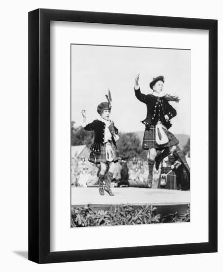 Two Scottish Children in Kilts Dancing Photograph - Scotland-Lantern Press-Framed Art Print