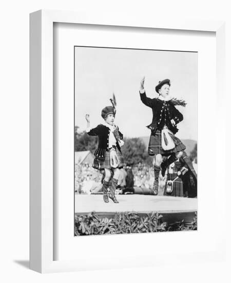 Two Scottish Children in Kilts Dancing Photograph - Scotland-Lantern Press-Framed Art Print