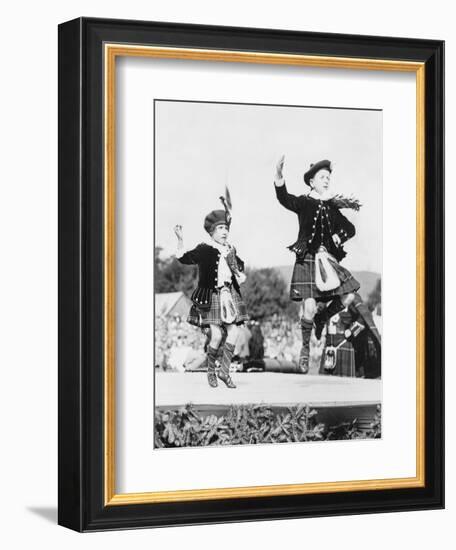 Two Scottish Children in Kilts Dancing Photograph - Scotland-Lantern Press-Framed Art Print