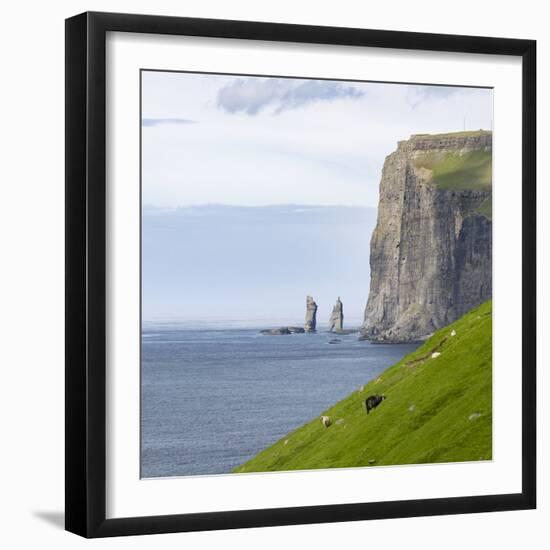 Two sea stacks, Eidi. Denmark, Faroe Islands-Martin Zwick-Framed Photographic Print