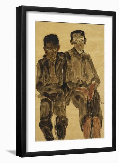 Two Seated Boys-Egon Schiele-Framed Giclee Print