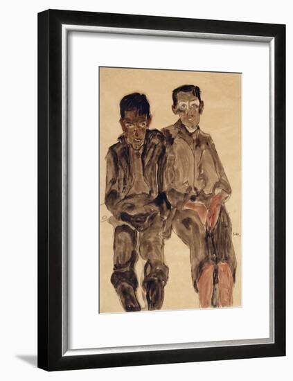 Two Seated Boys-Egon Schiele-Framed Giclee Print