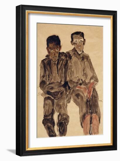 Two Seated Boys-Egon Schiele-Framed Giclee Print