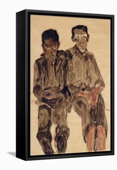 Two Seated Boys-Egon Schiele-Framed Premier Image Canvas