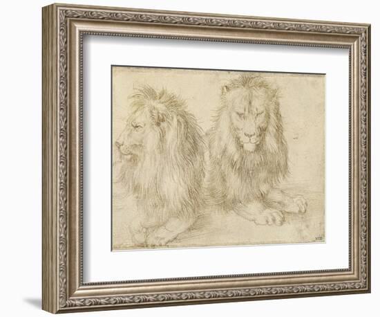 Two Seated Lions, 1521-Albrecht Dürer-Framed Giclee Print