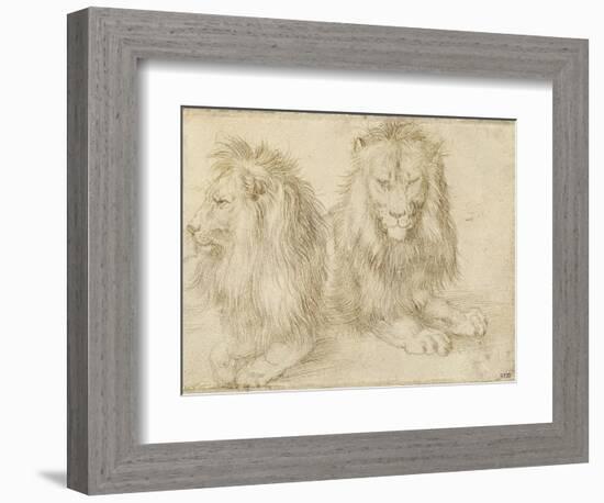 Two Seated Lions, 1521-Albrecht Dürer-Framed Giclee Print