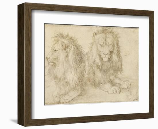 Two Seated Lions, 1521-Albrecht Dürer-Framed Giclee Print